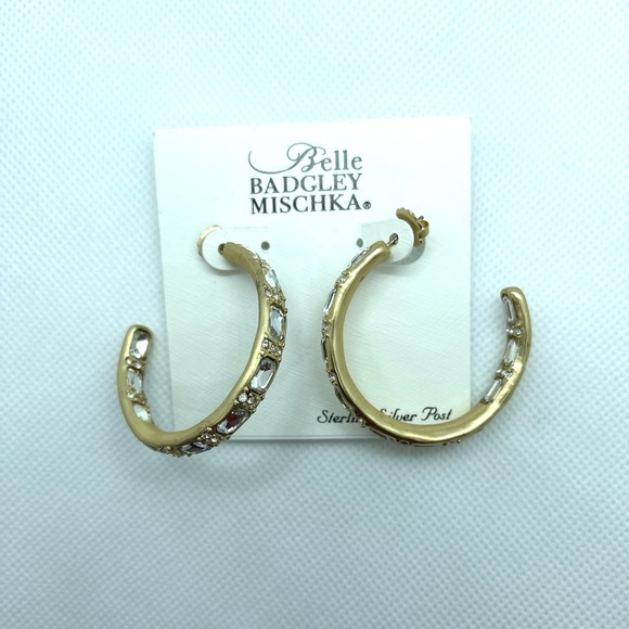 Badgley Mischka Crystal Stone Hoop Earrings - Picture 4 of 6